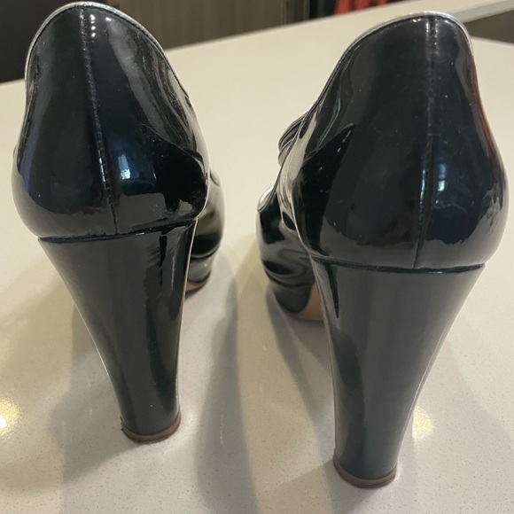 Italian leather black pumps with open toe - Picture 3 of 6